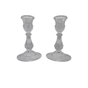Beautiful Pair Cristal D'Arques Longchamp 24% Lead Crystal Candlesticks - 6 1/2"